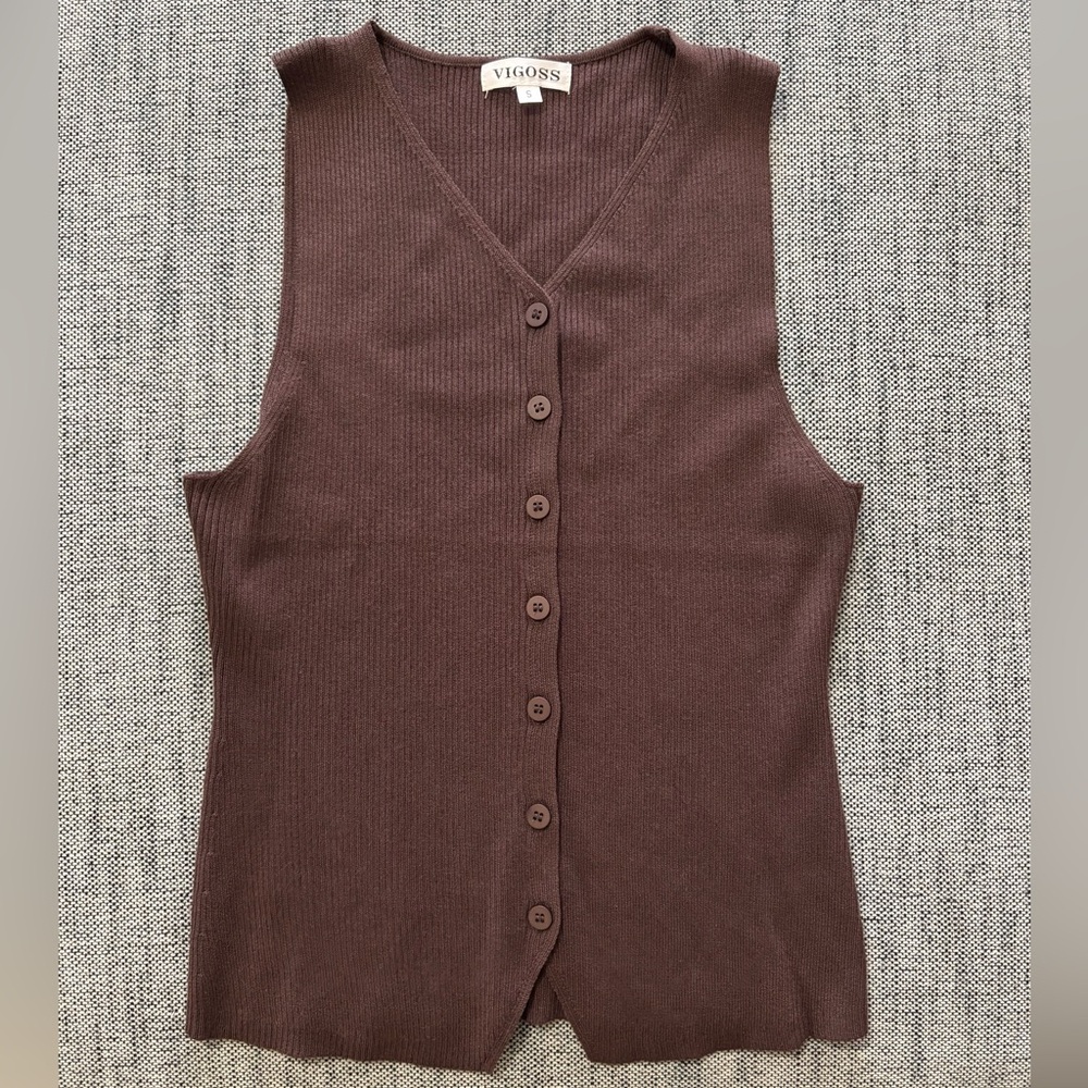 Women's Chocolate Button-Down Vest